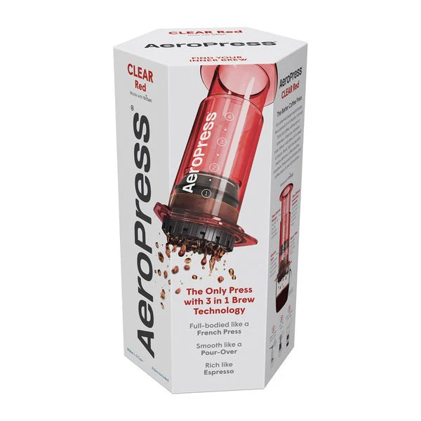 Clear Red Aeropress Coffee Maker - Image 3